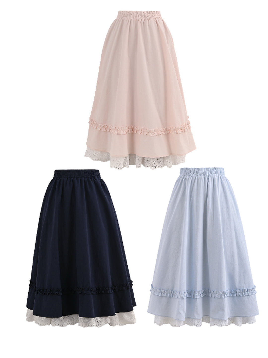 Milk Lace Ruffle Skirts-Bottoms-ntbhshop