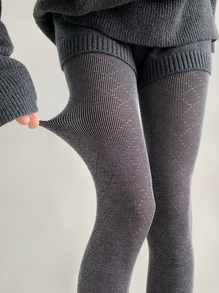 Soft Noir Lattice Knit Tights-ntbhshop