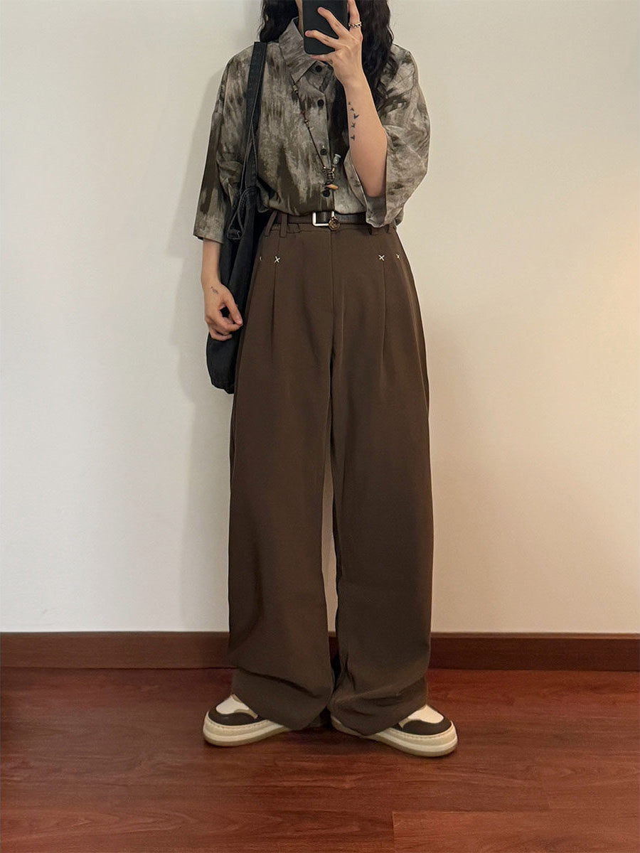 Spine Seam Pleated Pants-Bottoms-ntbhshop