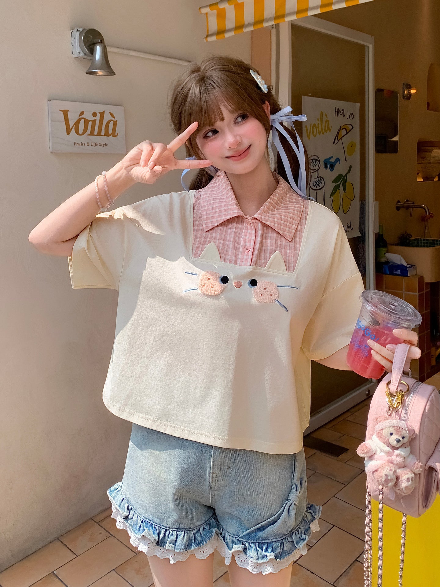 Cookie Cat Polo Top & Bubble Skirt-Sets-ntbhshop