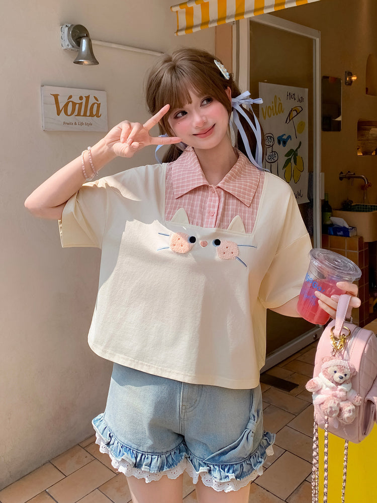 Cookie Cat Polo Top & Bubble Skirt-Sets-ntbhshop