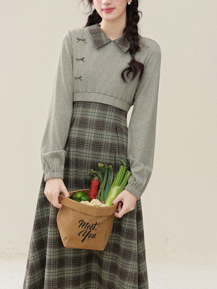 Mossbound Plaid Midi Dress-Dresses-ntbhshop