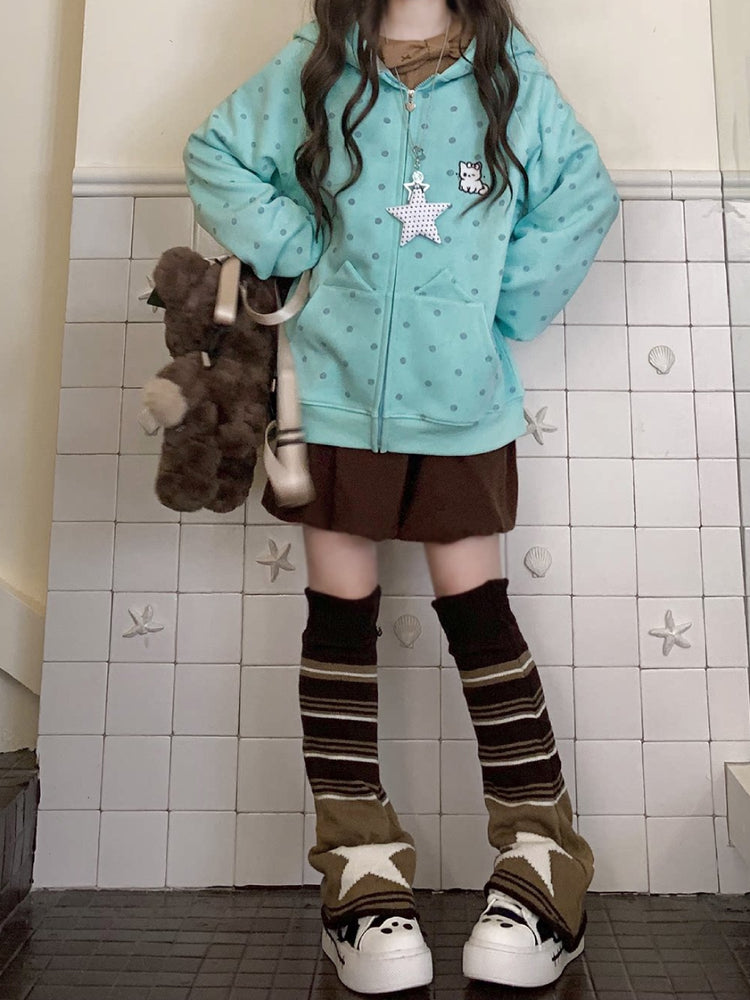 Kitten Dot Hooded Jackets-Outerwear-ntbhshop