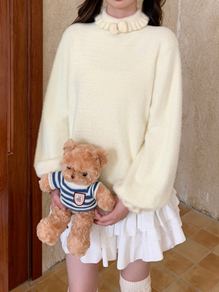 Lolita Cloud Puff Sleeve Knit Tops-ntbhshop