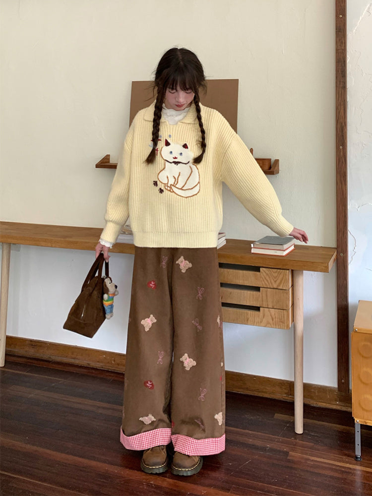 Plaid Cuff Patchwork Jeans-ntbhshop