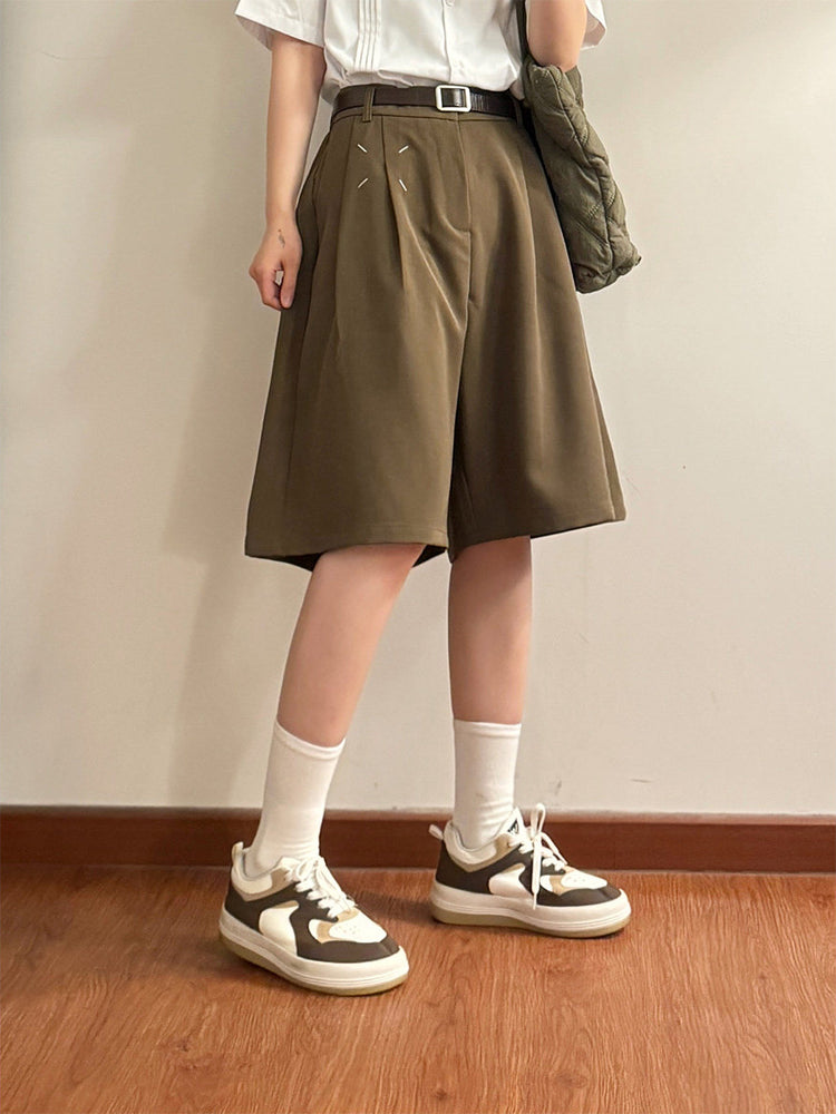 Side Note Pleat Shorts-Bottoms-ntbhshop