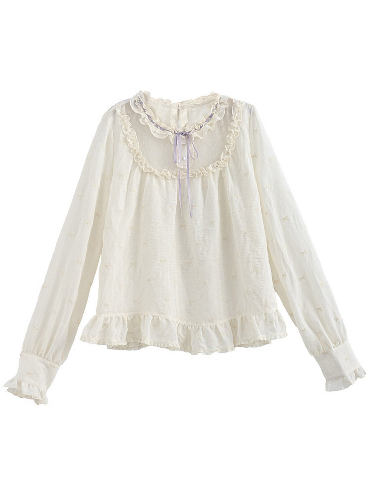 Lavender Dream Ribbon Blouse-Tops-ntbhshop