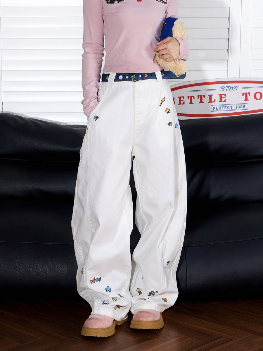 Cloud Sprinkle Wide Leg Jeans-Bottoms-ntbhshop