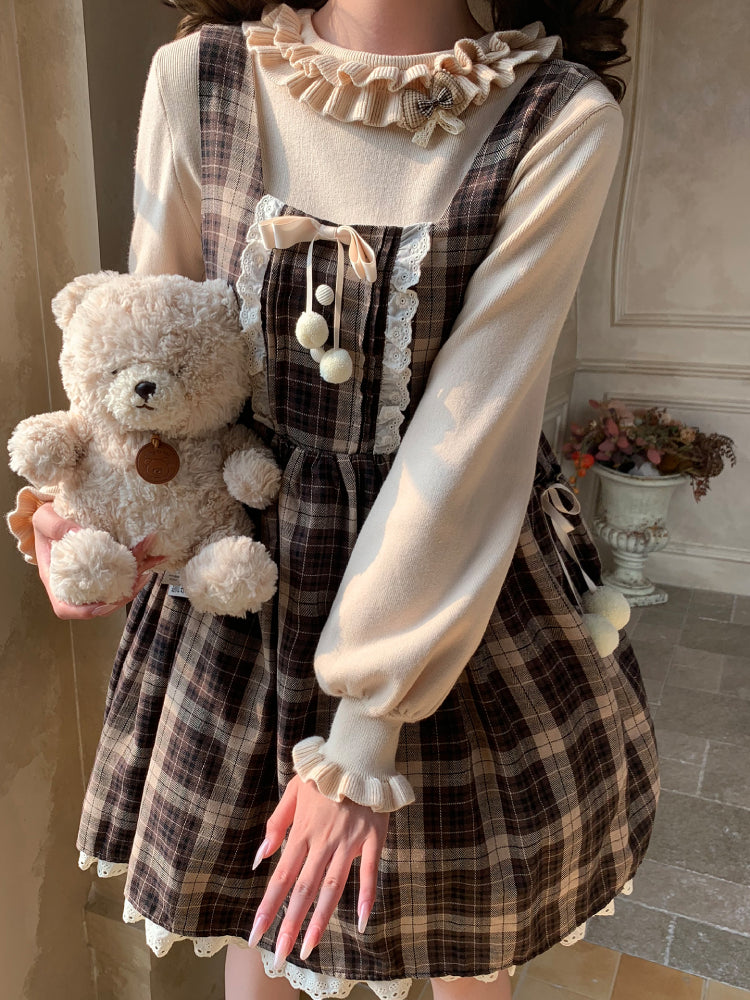 Lolita Bow Puff Sleeve Knit Tops-ntbhshop