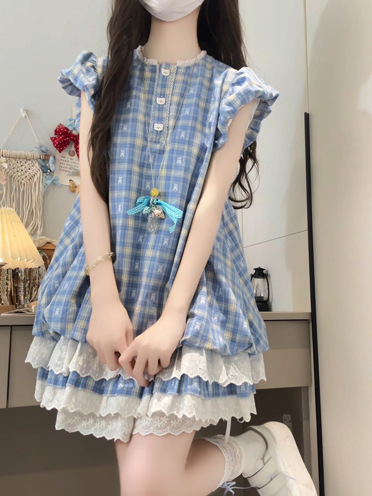 Gingham Bear Doll Cake Dresses-ntbhshop