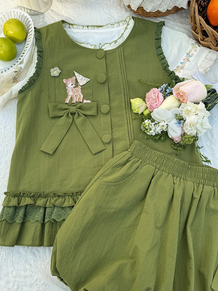 Dear Bambi Ruffle Top & Bubble Shorts-Sets-ntbhshop