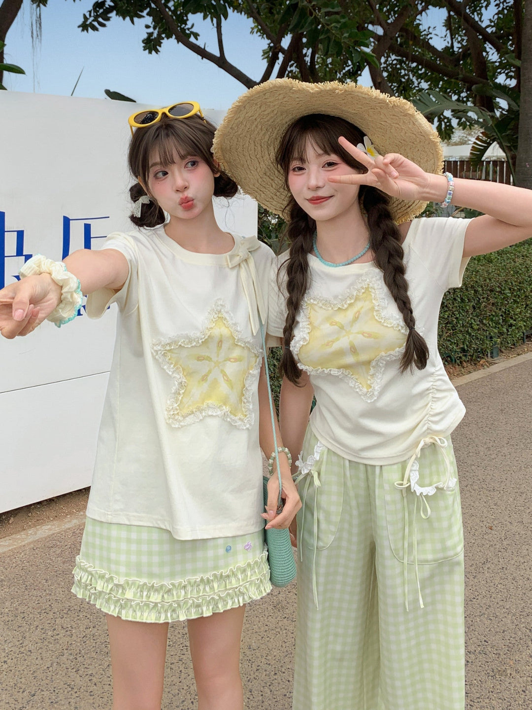 Starfruit Matcha Ribbon Crop Top-Tops-ntbhshop