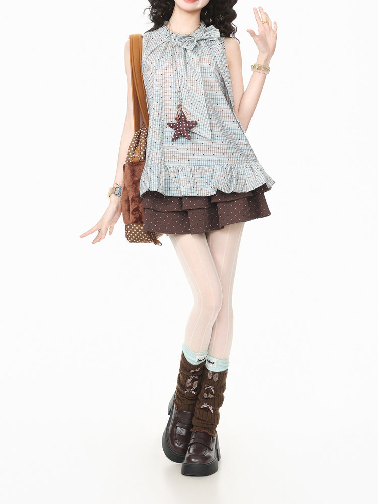 Choco Crumb Bow Blouse-Tops-ntbhshop