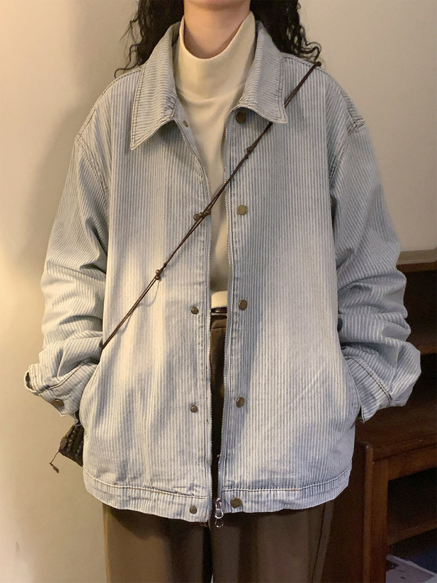 Mist Stripe Denim Jacket-Outerwear-ntbhshop