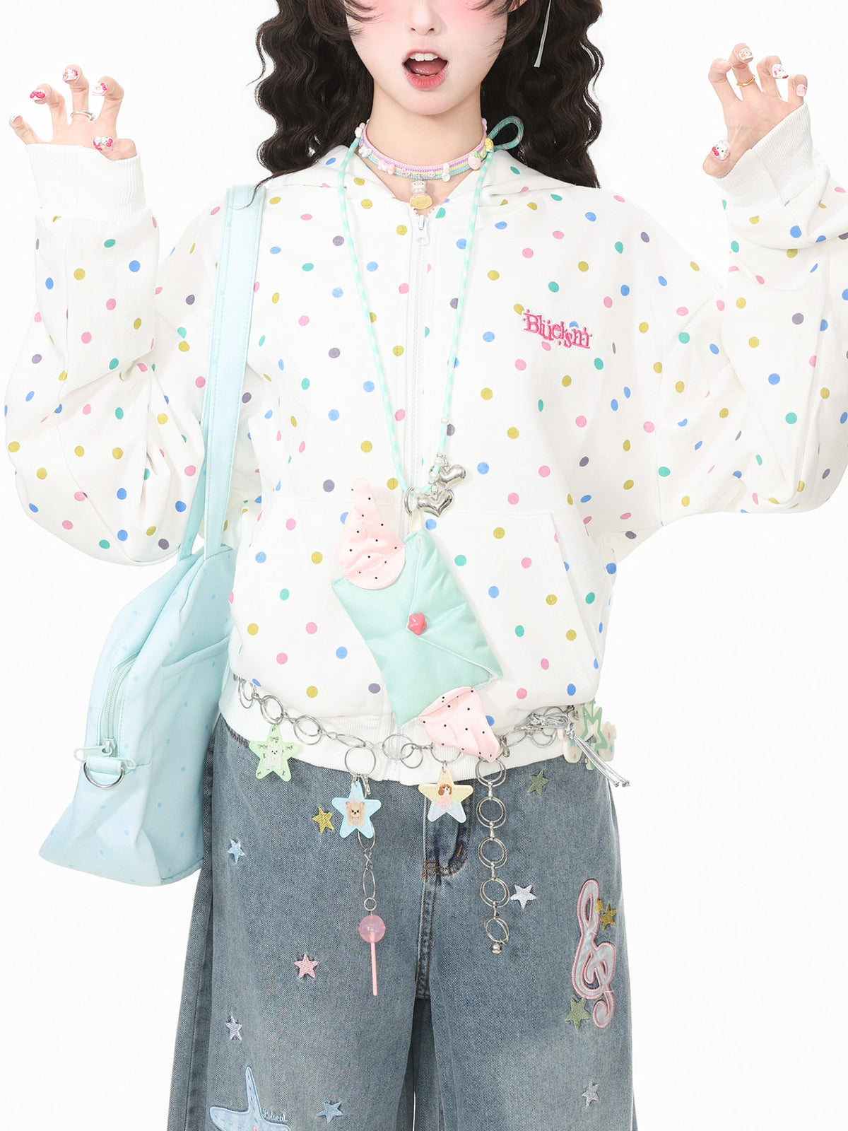 Rainbow Dot Hooded Jacket-Outerwear-ntbhshop