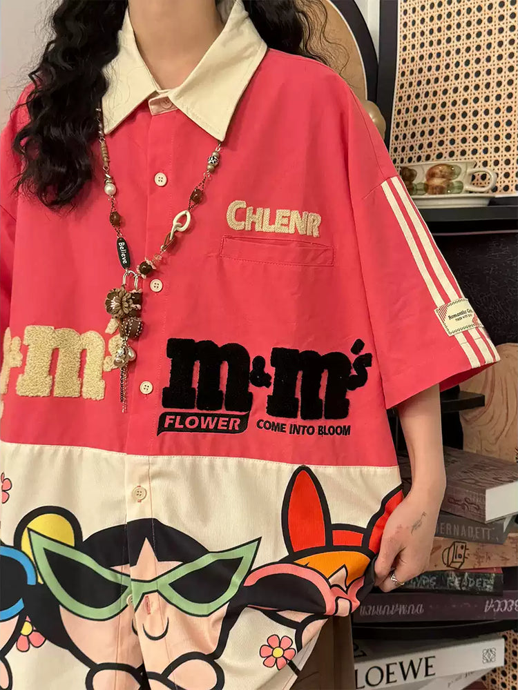 Power Club Cartoon Patch Shirts-Tops-ntbhshop