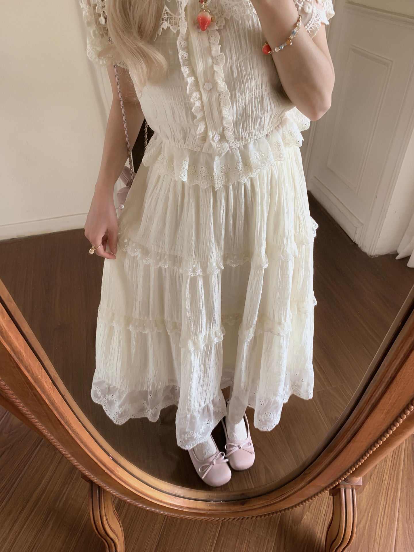 Ivory Garden Lace Skirt-Bottoms-ntbhshop