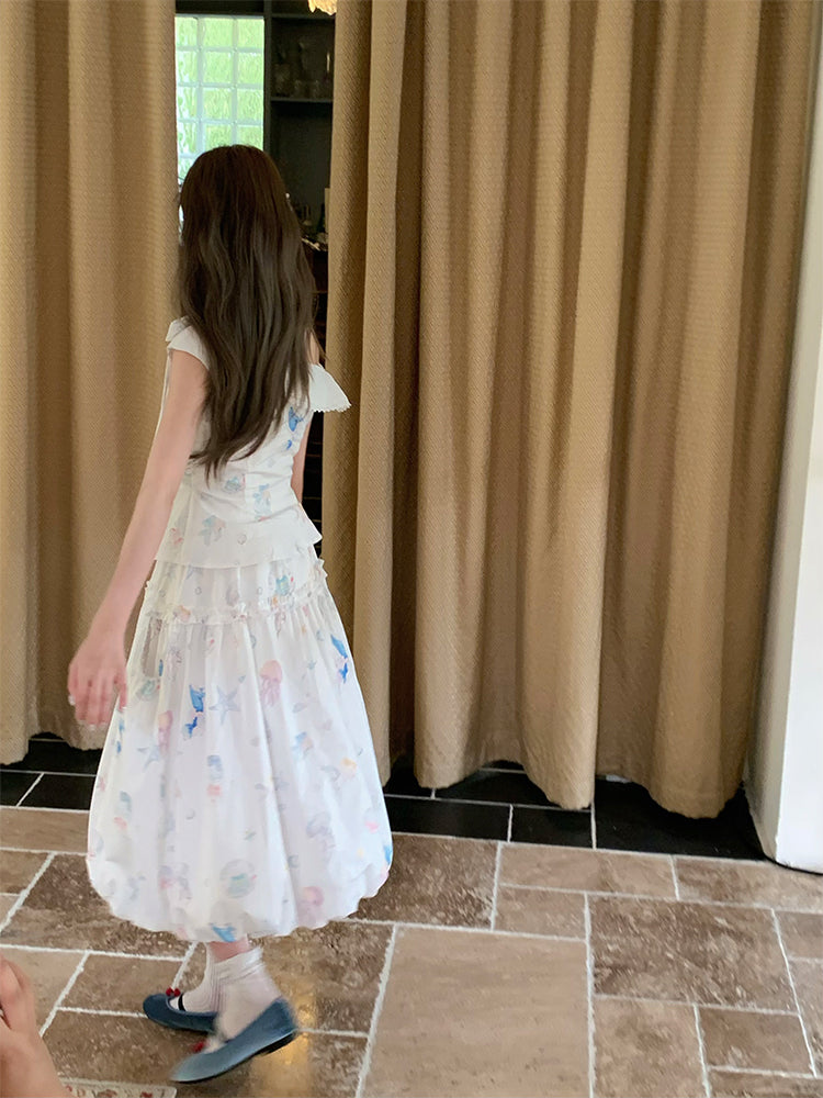 Dream Sea Pearl Peplum Top & Bubble Skirt Set-ntbhshop