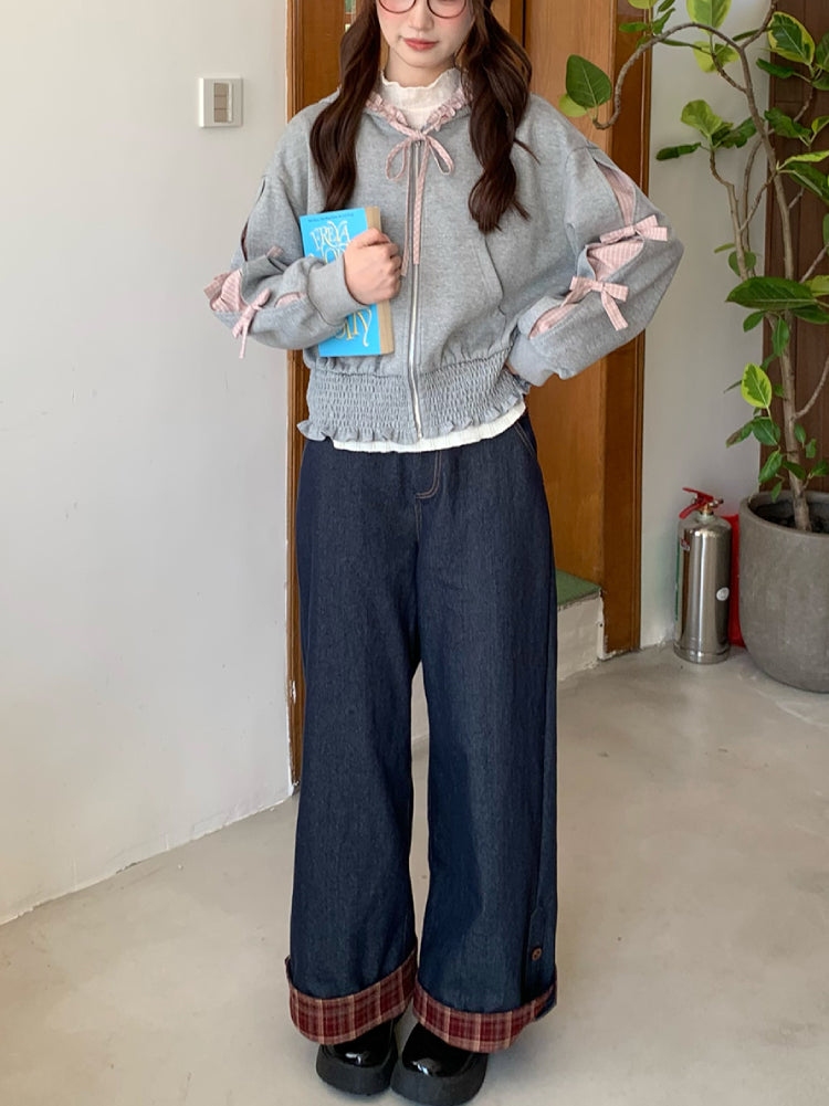 Bunny Gingham Bow Hooded Jacket-ntbhshop