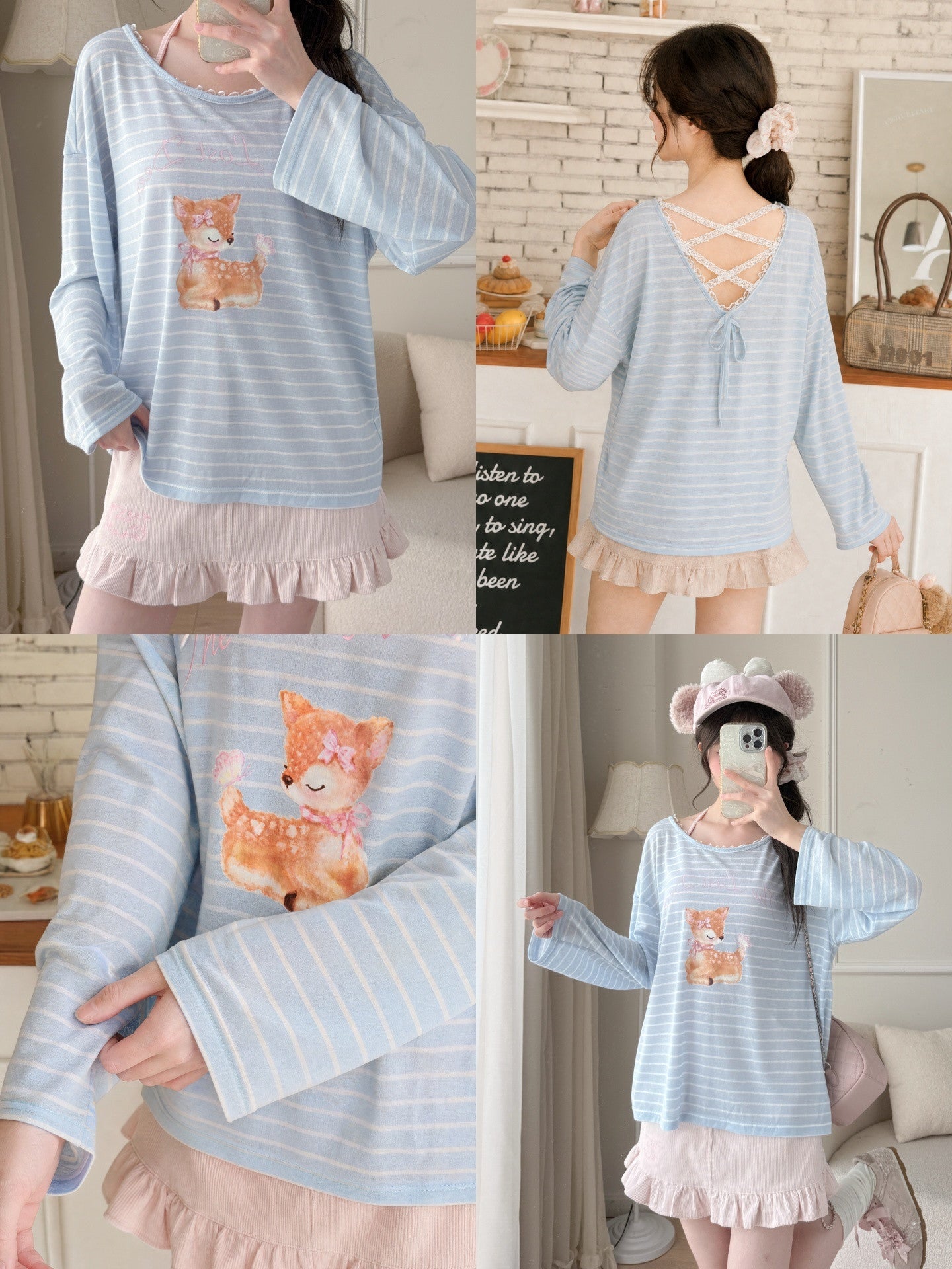 Dear Bambi Stripe Lyocell Top-Tops-ntbhshop