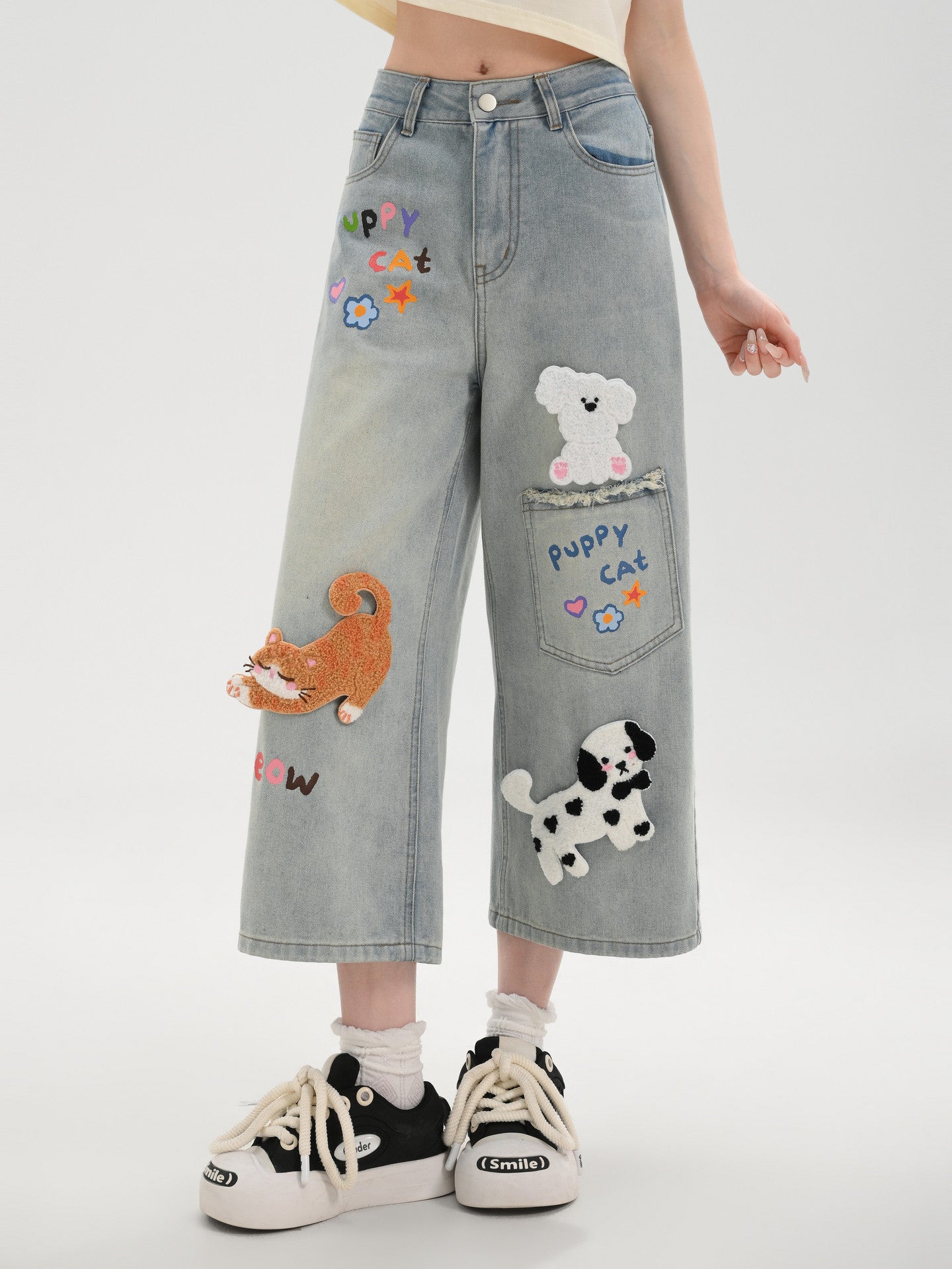 Puppy Party Denim Culottes-Bottoms-ntbhshop