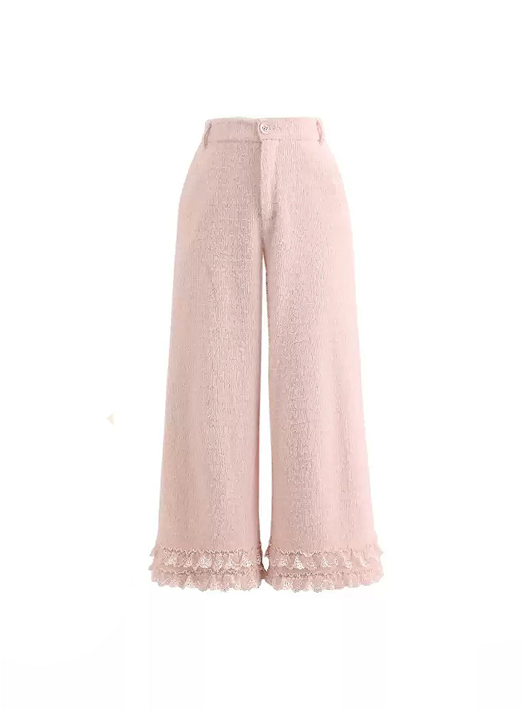 Sweet Lace Fleece Pants-Bottoms-ntbhshop
