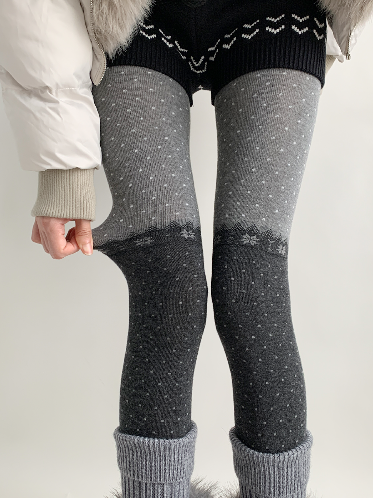 Frosty Dot Colorblock Knit Tights-ntbhshop