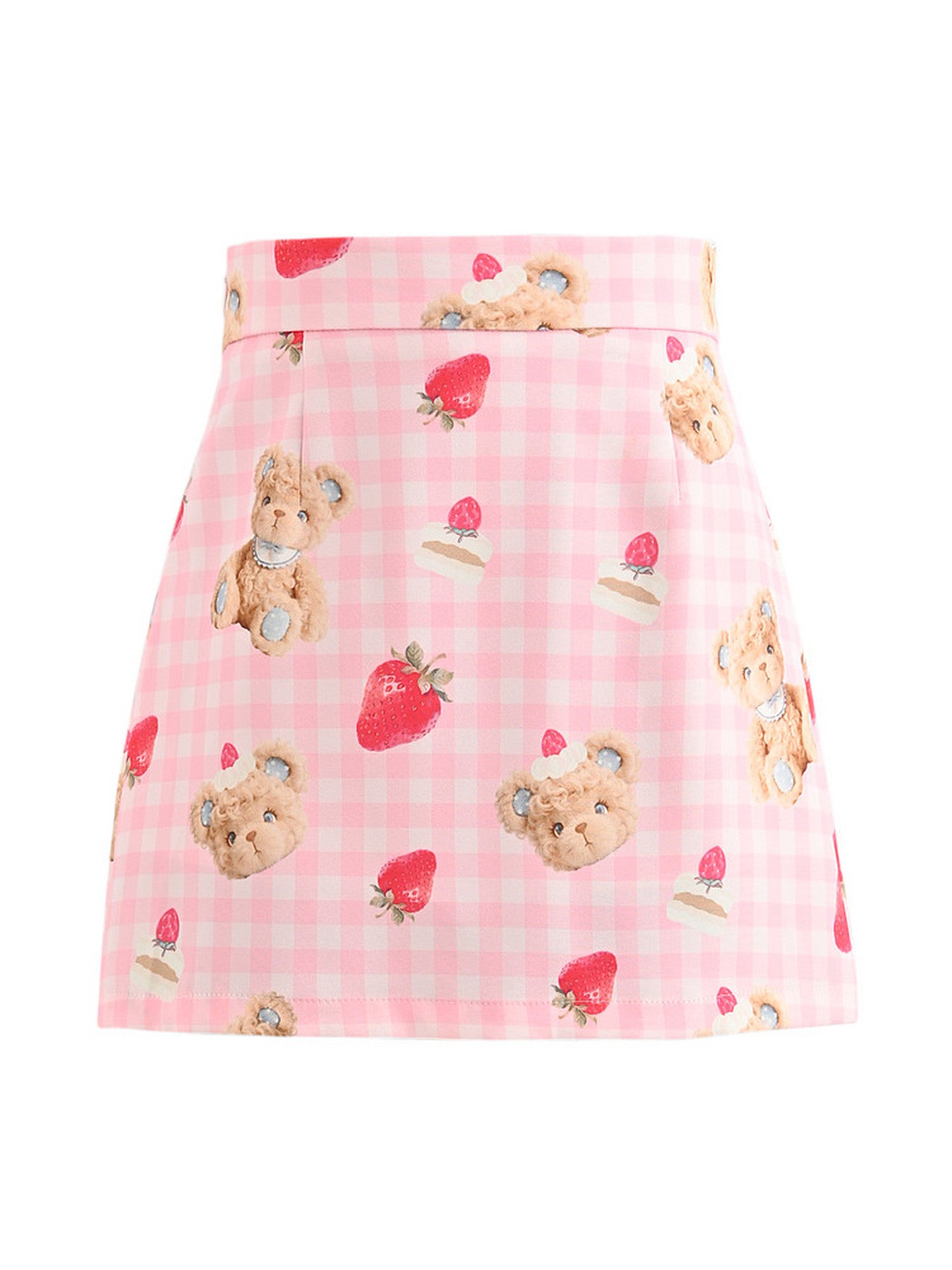 Berry Teddy Gingham Skirt-Bottoms-ntbhshop