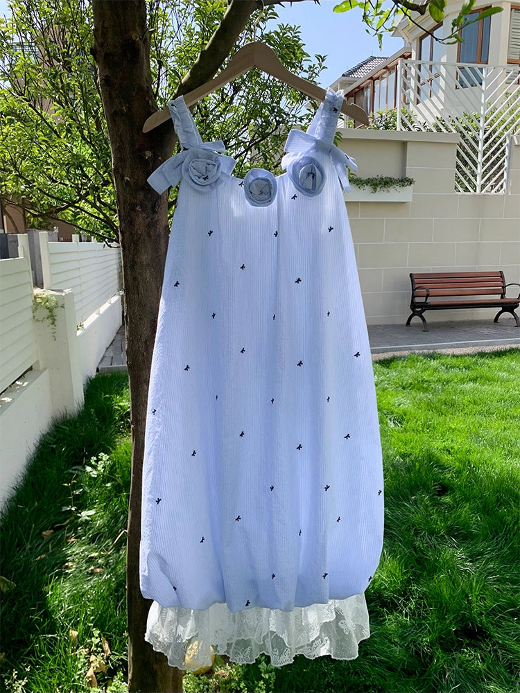 Ice Blossom Lace Bubble Dress-ntbhshop