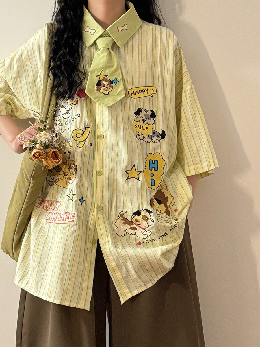 Convenience Store Tie Stripe Shirt-Tops-ntbhshop