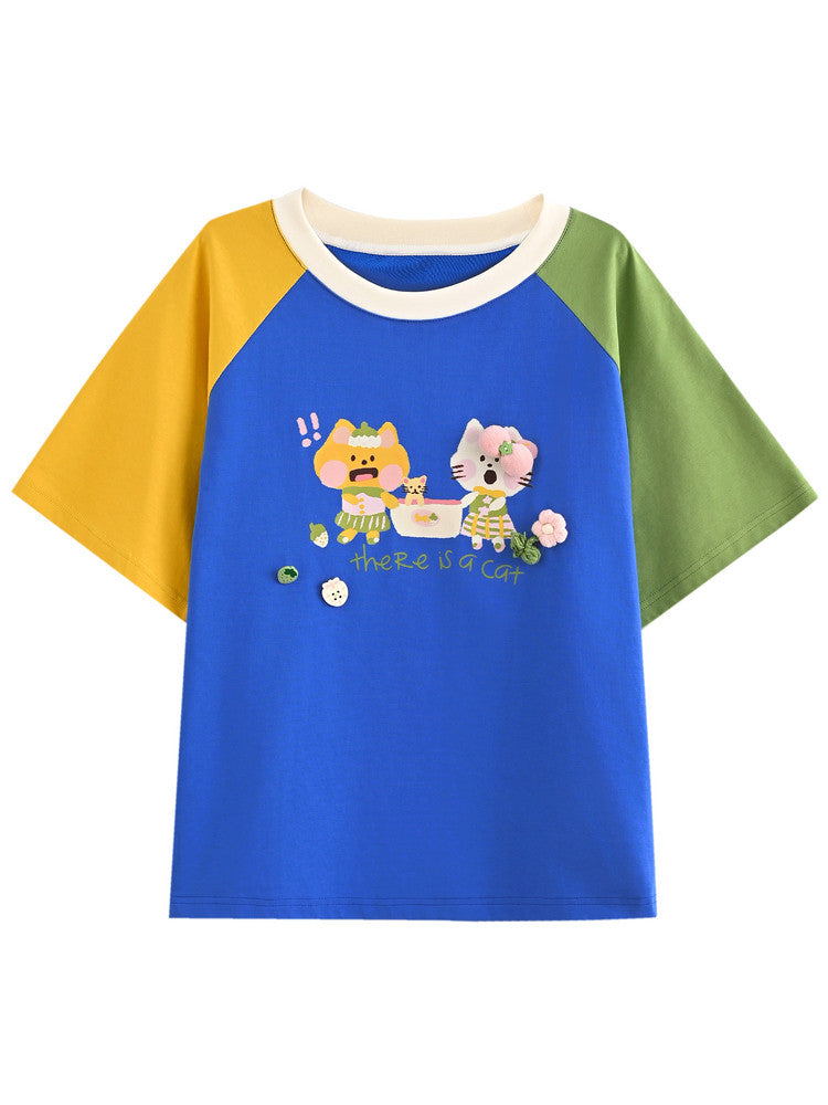 Cat Picnic Raglan Tee-Tops-ntbhshop