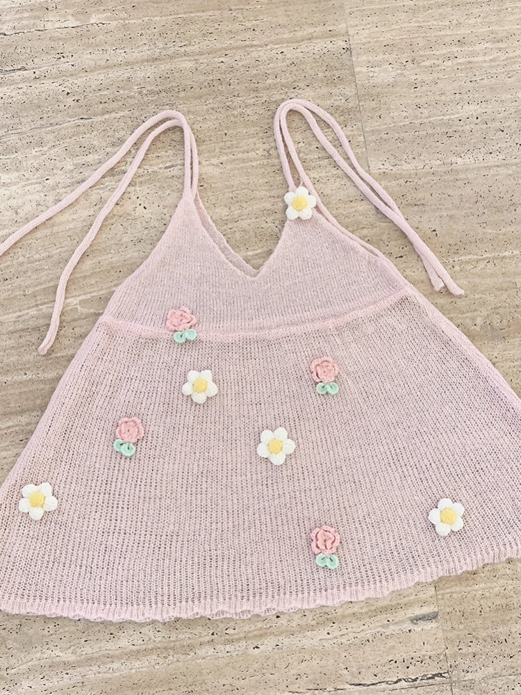 Dreamy Bloom Knit Slip Dress Set-ntbhshop