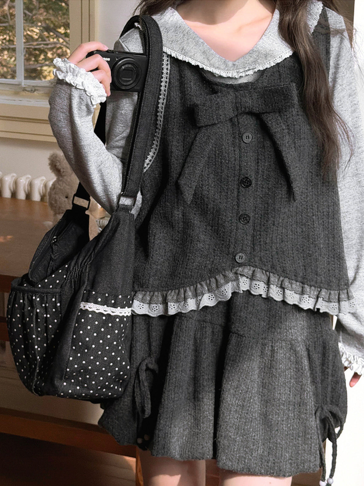 Moon Academy Knit Bow Vest-ntbhshop