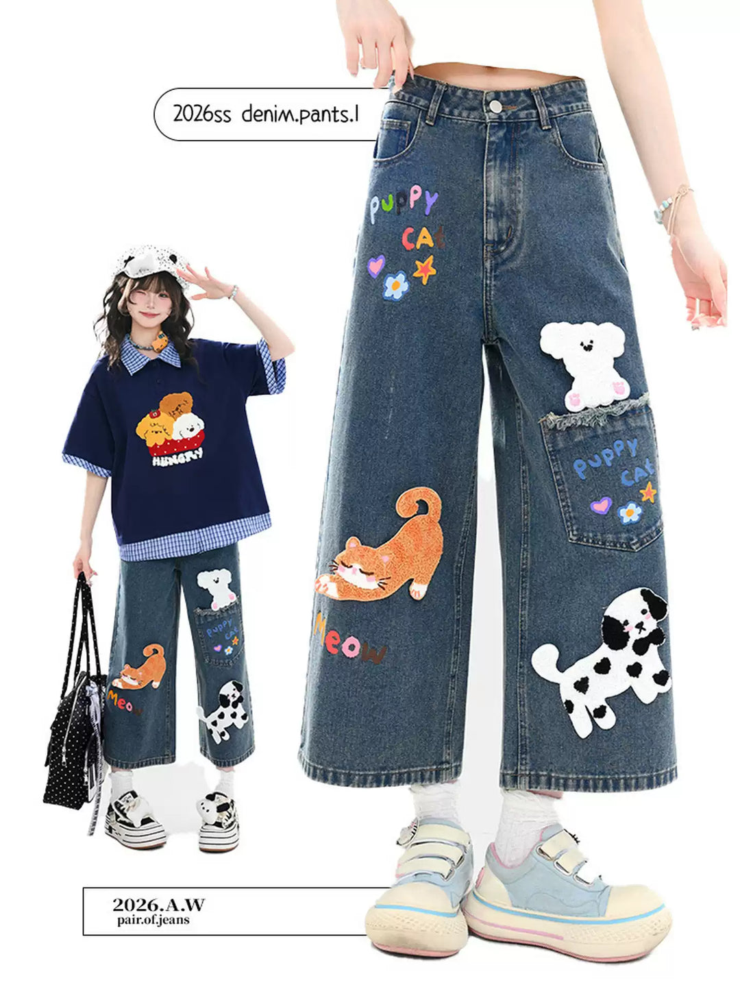 Puppy Party Denim Culottes-Bottoms-ntbhshop