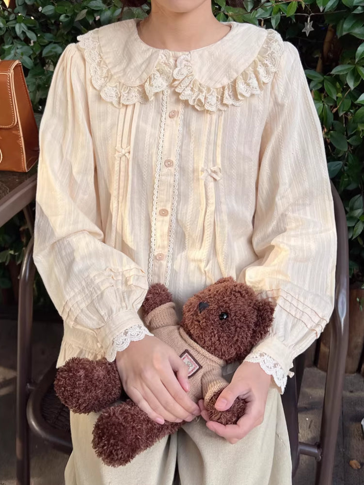 Whispering Lace Doll Collar Blouses-ntbhshop