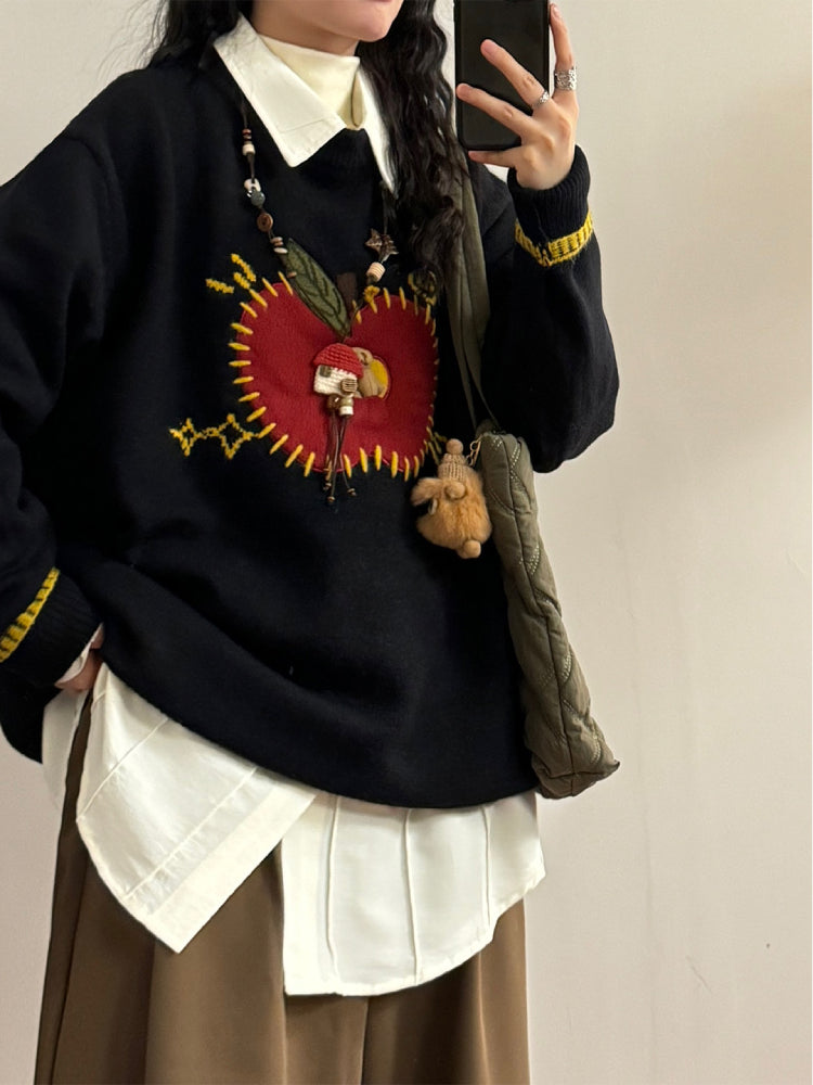 Apple Cider Glow Apple Knit Sweaters-ntbhshop