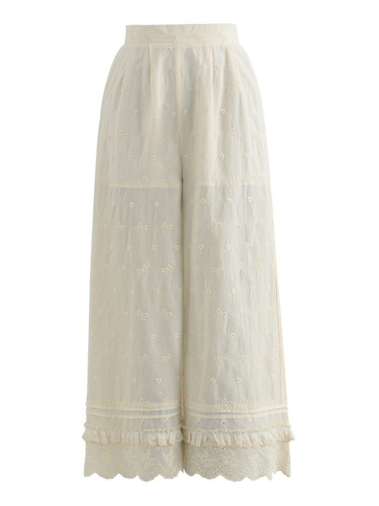 Ribbon Lace Cotton Pants-Bottoms-ntbhshop