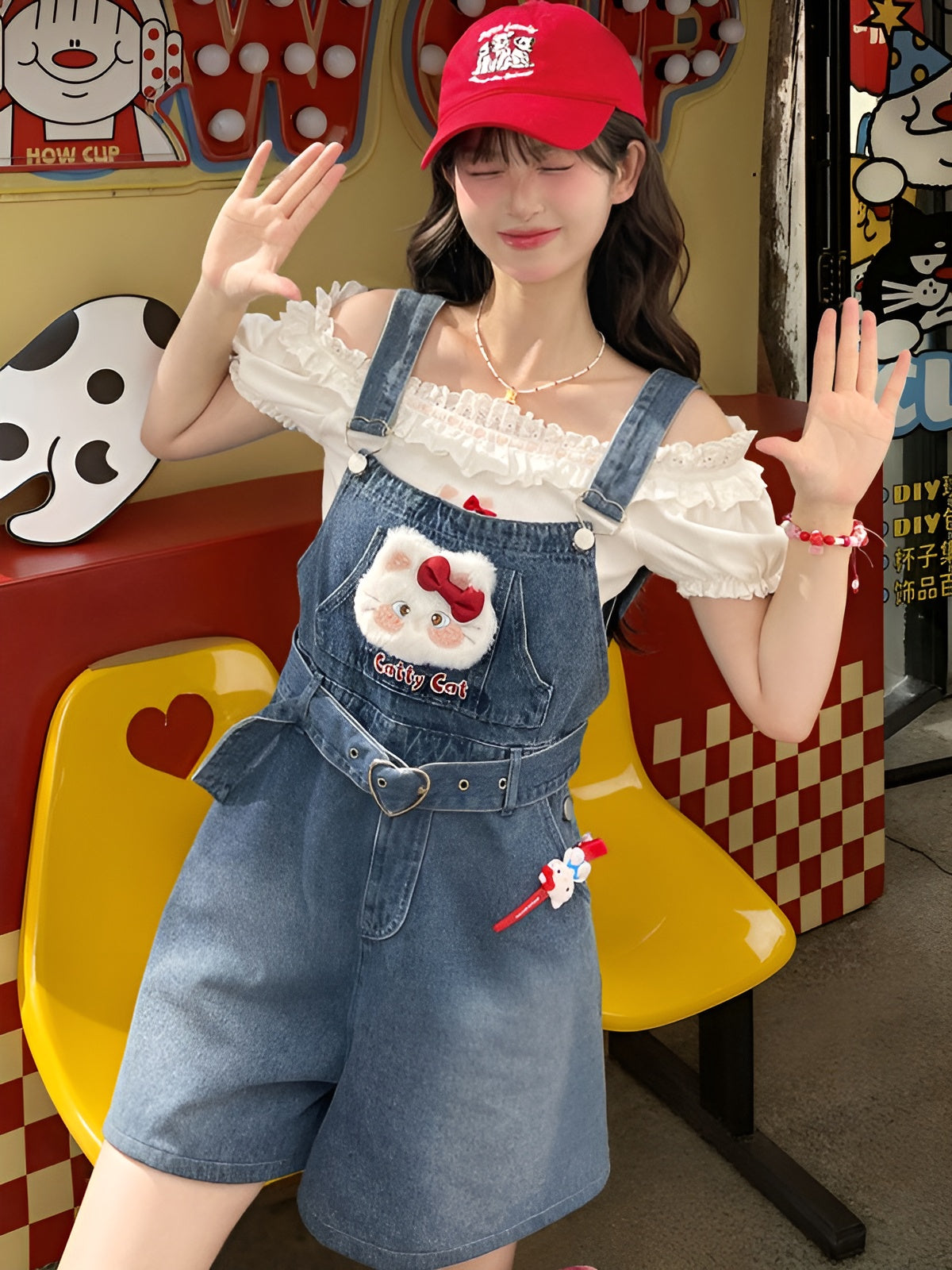 Sweet Bunny Denim Overall Shorts-Dresses-ntbhshop