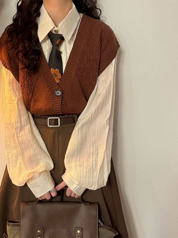 Poetry Atelier V-Neck Knit Vests-ntbhshop