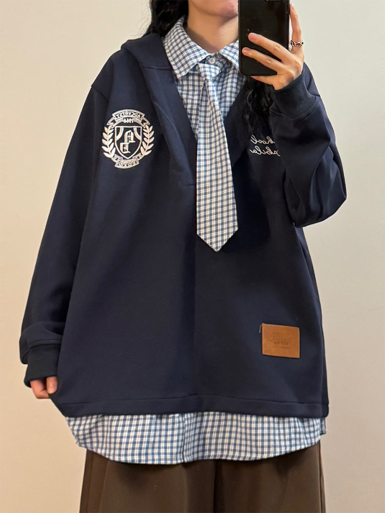 Autumn Hallway Faux Two-Piece Sweatshirts-ntbhshop