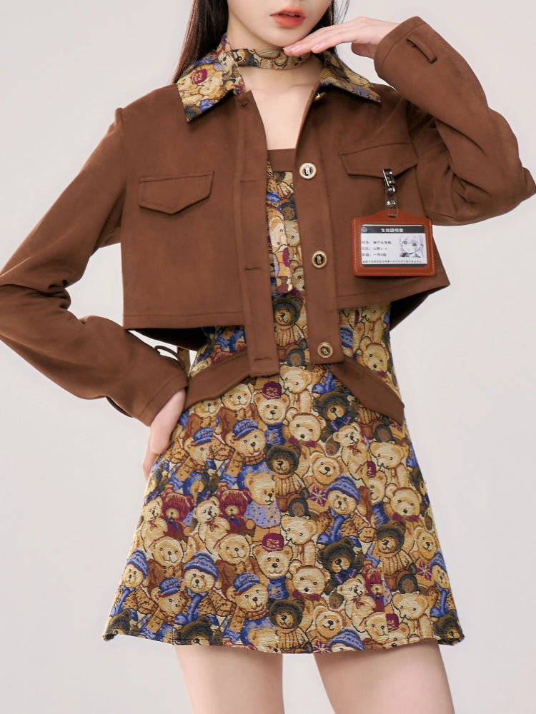 Bear Coffee Crop Jackets & Cami Dresses-ntbhshop