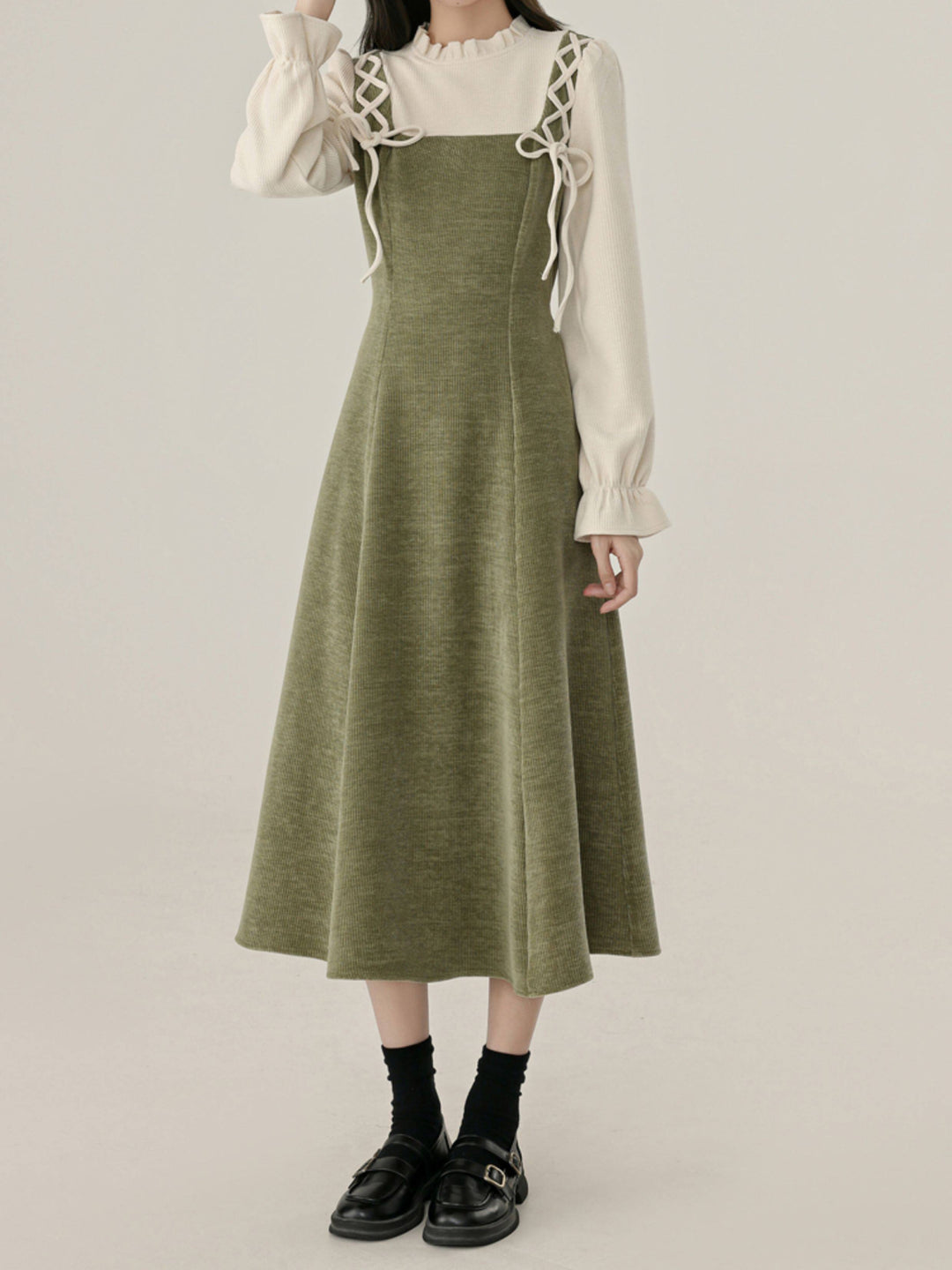 Moss Archive Knit Pinafore Dresses-Dresses-ntbhshop