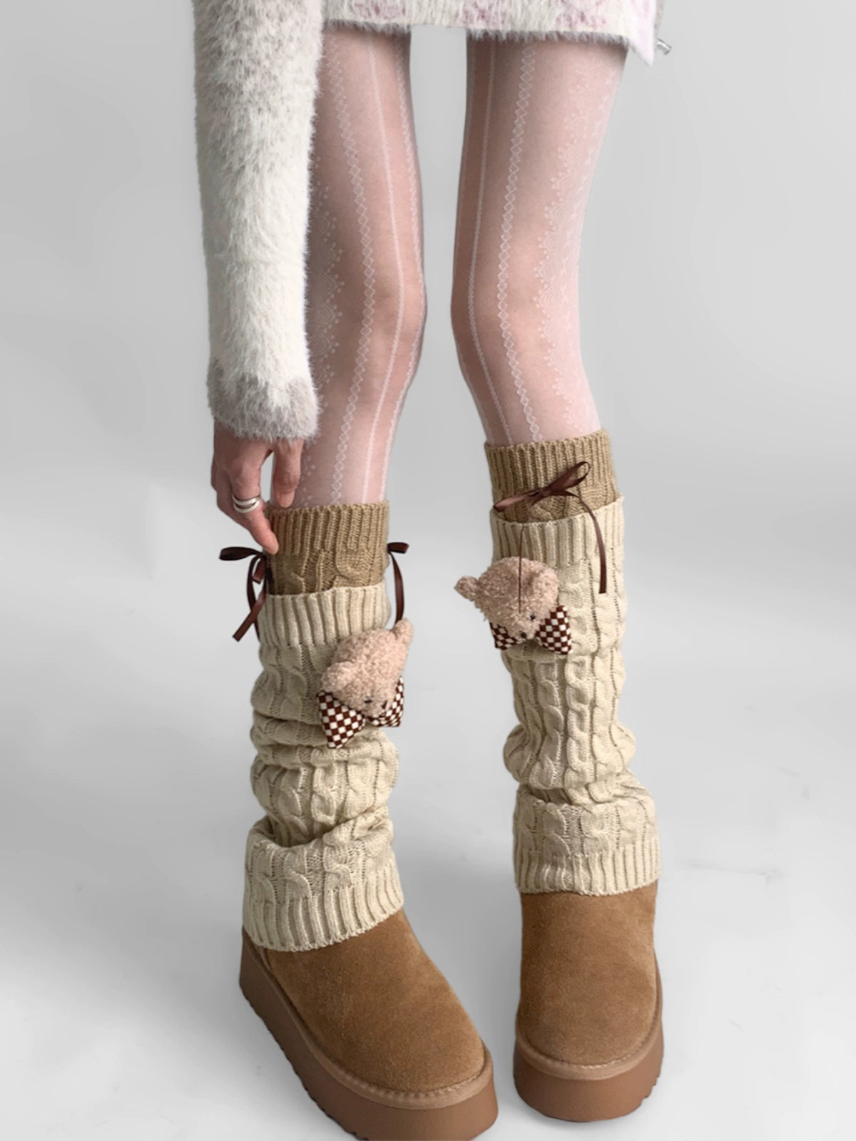 Teddy Bow Knit Socks & Leg Warmers-ntbhshop
