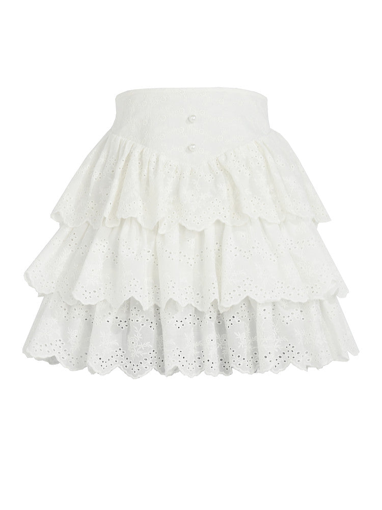 Dollhouse Eyelet Cotton Skirt-Bottoms-ntbhshop