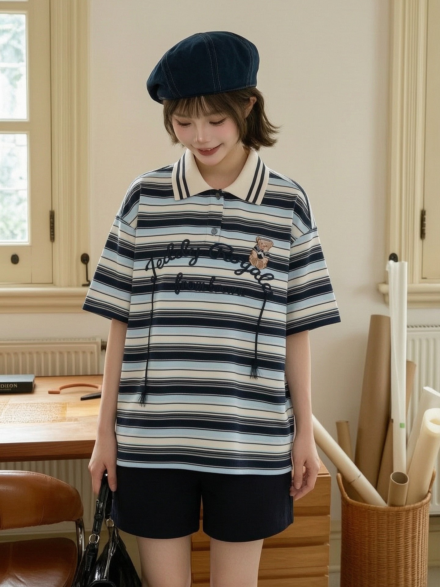 Teddy Royale Stripe Polo-Tops-ntbhshop
