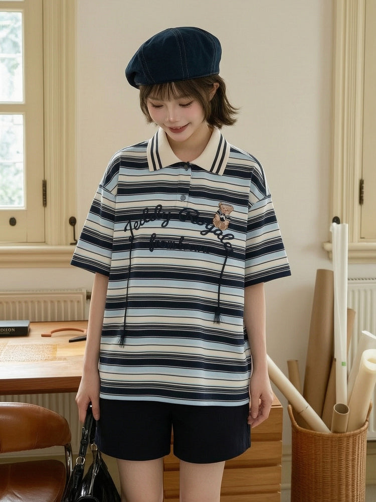 Teddy Royale Stripe Polo-Tops-ntbhshop