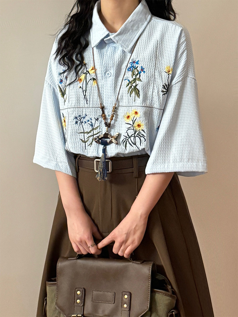 Pressed Bloom Waffle Shirts-Tops-ntbhshop