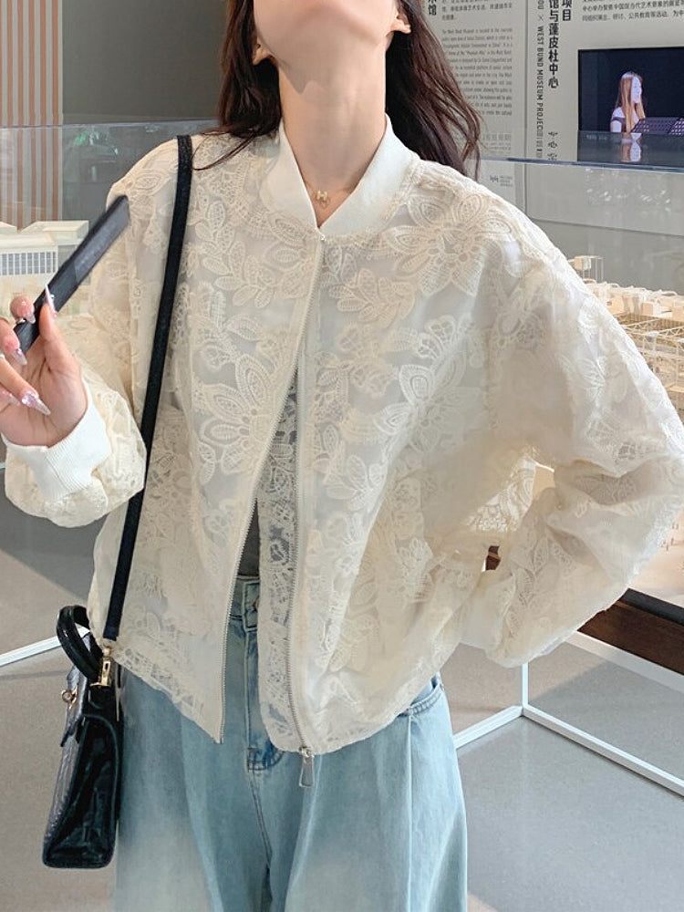 Cloud Lace Crop Bomber-ntbhshop