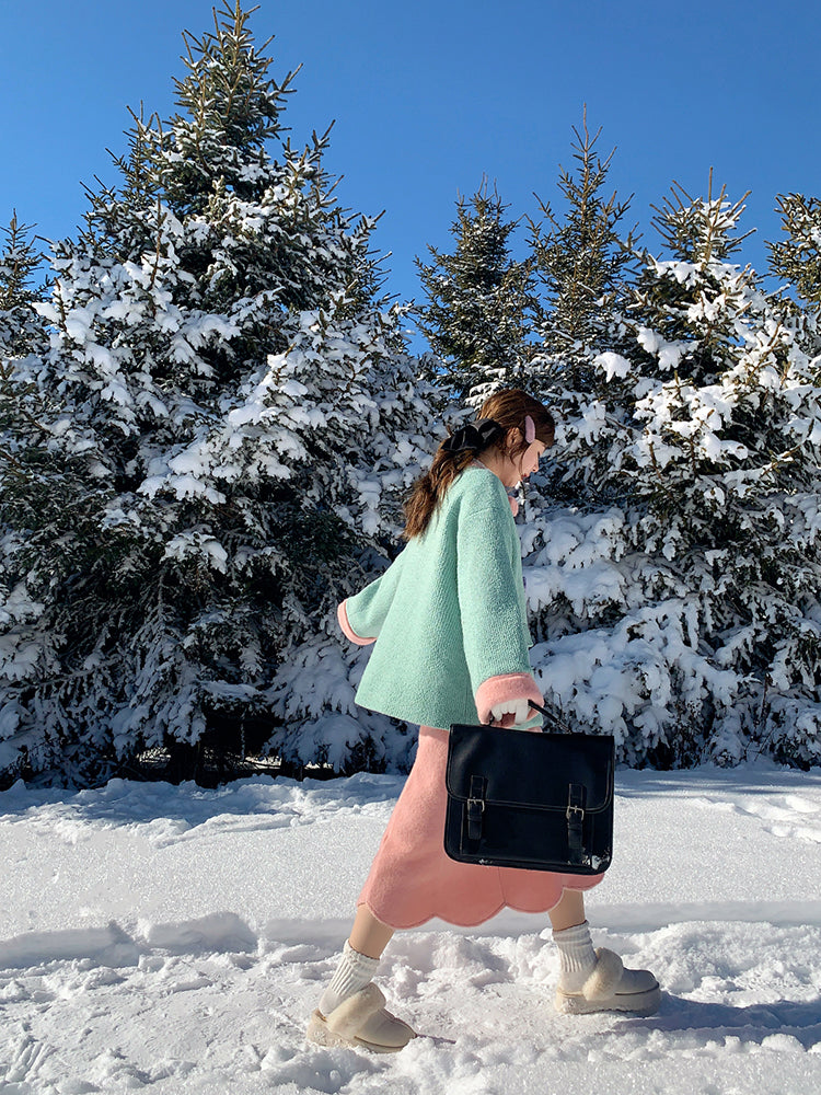 Dopamine Cloud Mint Coat & Blush Bud Skirt-ntbhshop