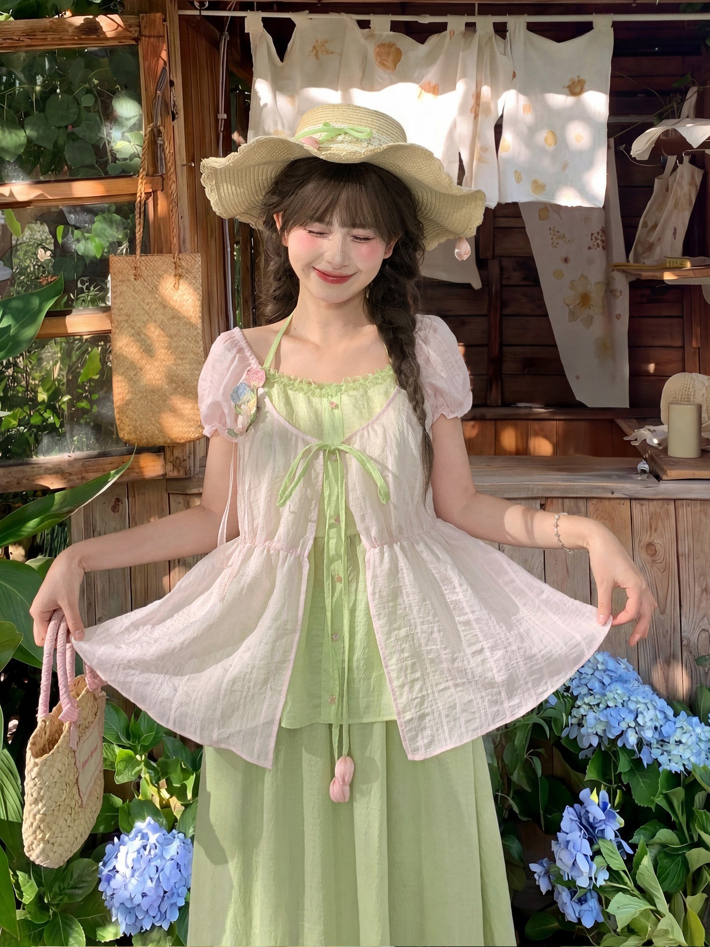 Tulip Bloom Spliced Blouse-Tops-ntbhshop